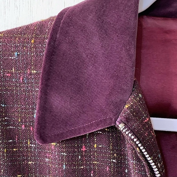 𝅺VINTAGE Esprit Burgundy Tweed Zip Front Utility Jacket Size Medium - Picture 4 of 10